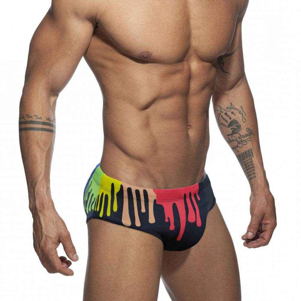 Stylish Men's Swim Briefs - Sexy Color Printed Tape Cup Design