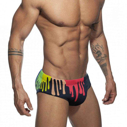 Stylish Men's Swim Briefs - Sexy Color Printed Tape Cup Design