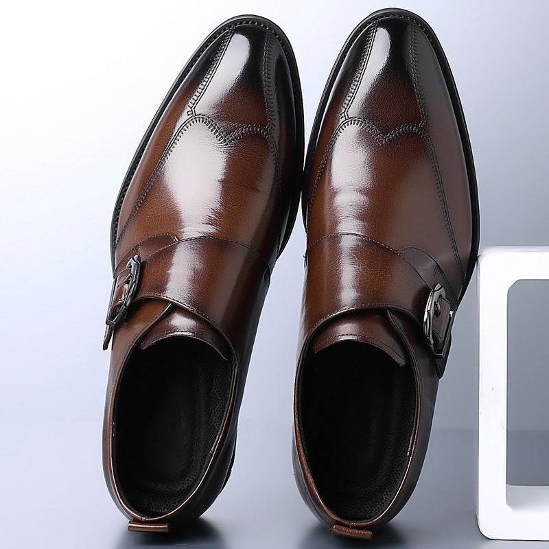 Casual Men's Buckle Leather Shoes - Color-Changing Embroidery Style - Buy Center