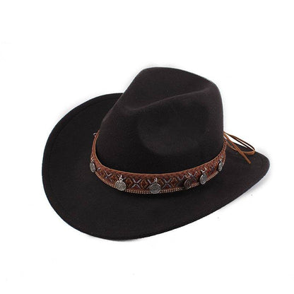 European & American Woolen Cowboy Hat - Stylish Adjustable Fit for All - Buy Center