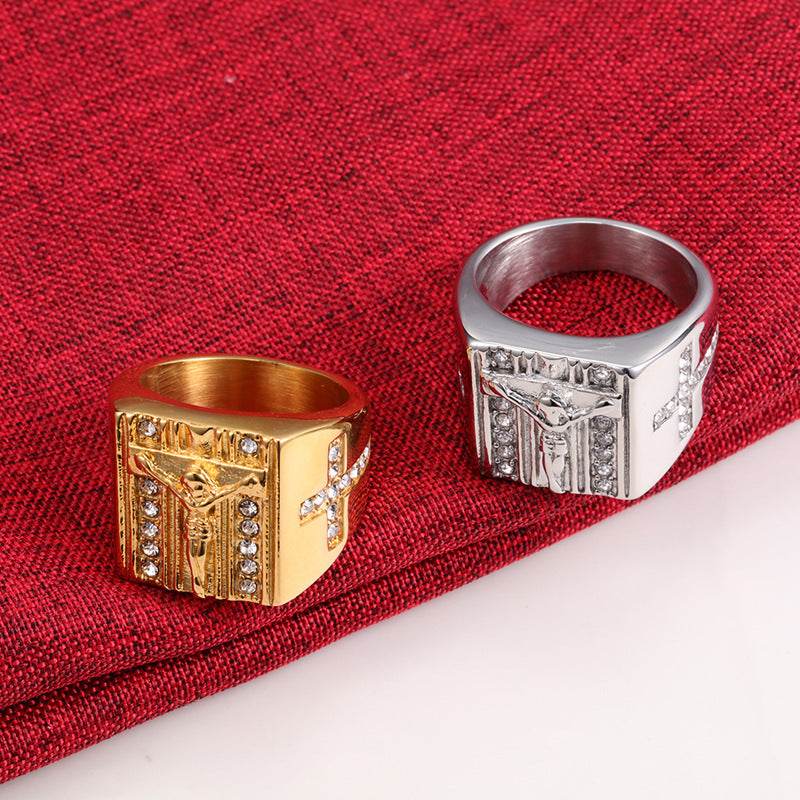 Vintage Men's Jesus Cross Ring - Retro Stainless Steel Jewelry for Him - Buy Center