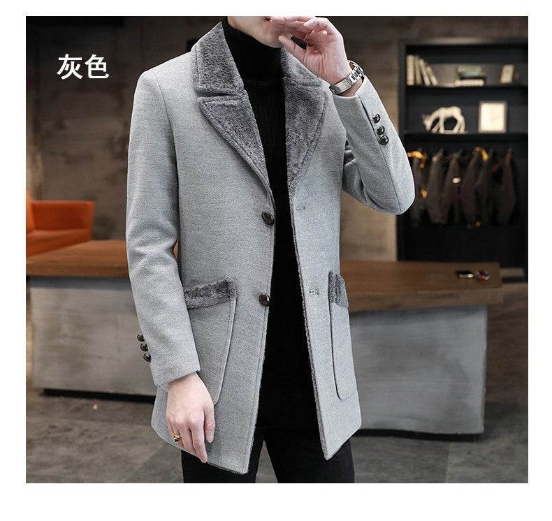 Stylish Fur and Leather Overcoat for Men - Warm Winter Trench Coat - Buy Center