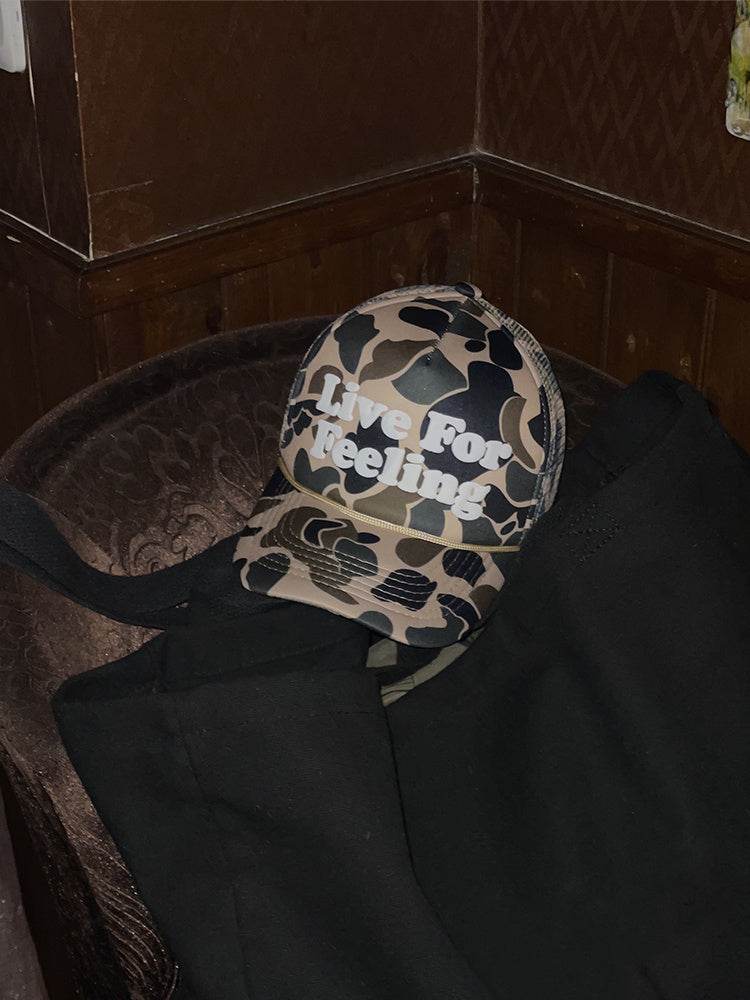 Live For Feeling Camouflage Curved Brim Hat - Adjustable Hip Hop Cap - Buy Center
