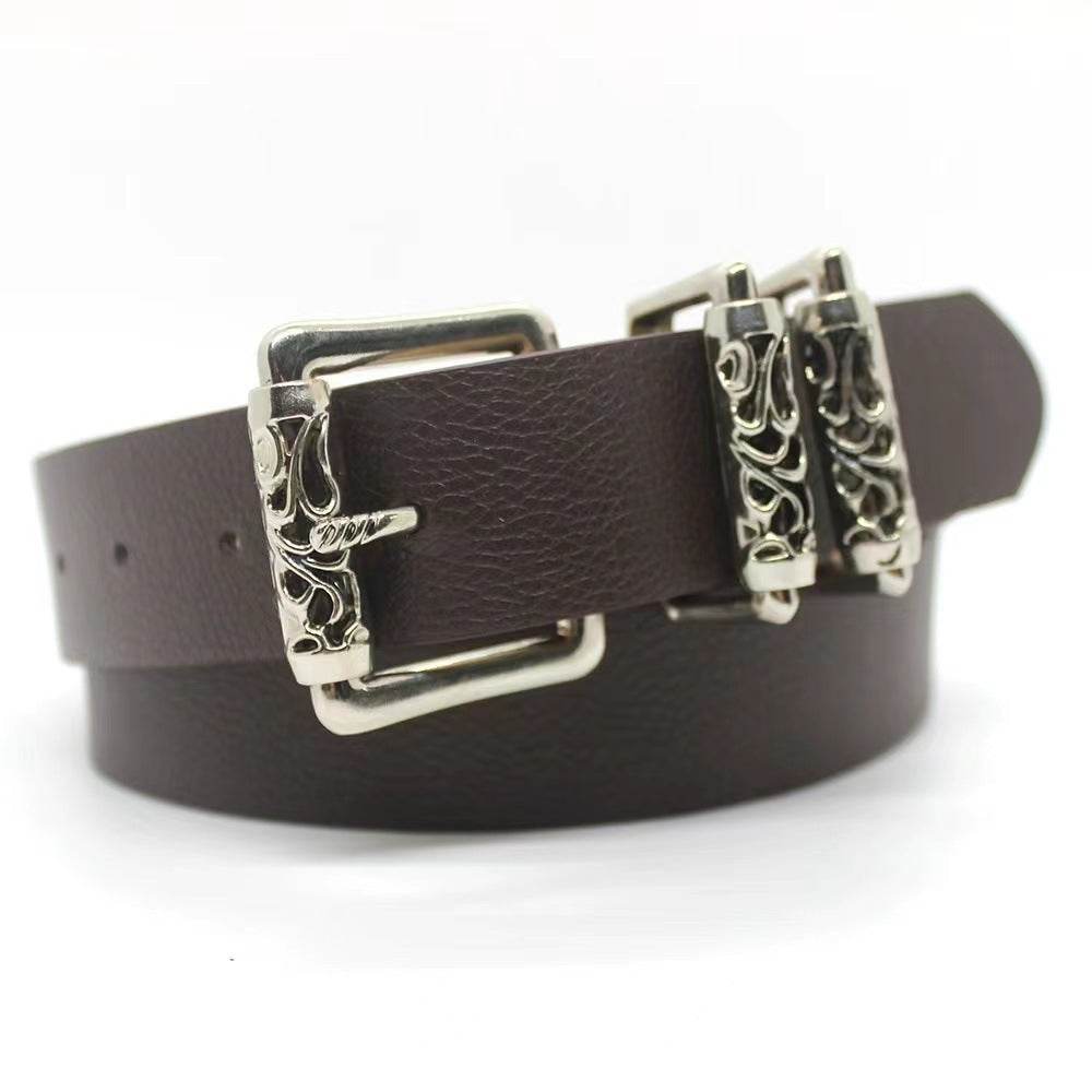 New Style Silver Alloy Crook Pin Buckle Belt - Elegant Imitation Leather - Buy Center