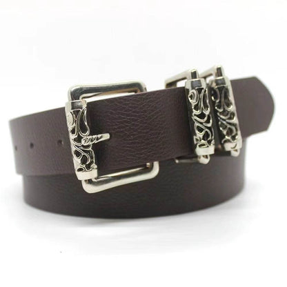 New Style Silver Alloy Crook Pin Buckle Belt - Elegant Imitation Leather - Buy Center