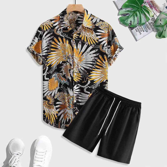Men's Casual Short Sleeve Shirt Outfit - Trendy Prints & Comfort