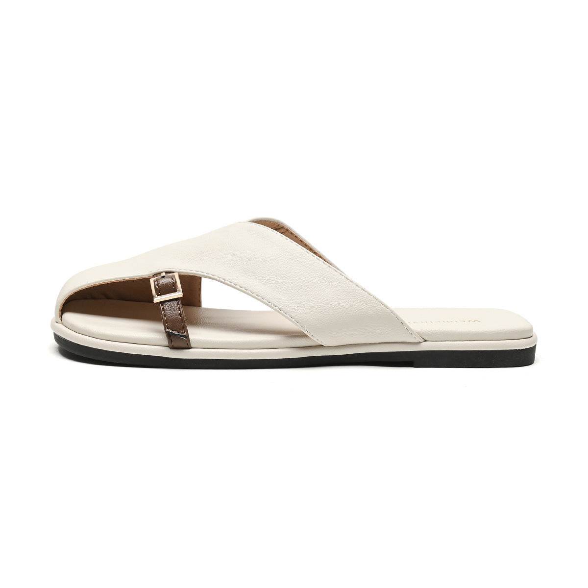 Women's Square Toe Flip Flops - Stylish Apricot & Khaki Summer Slippers - Buy Center
