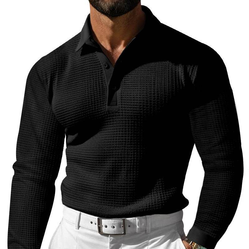 Buycenter Casual Lapel Button T-shirt - Long Sleeve, Multiple Colors Available - Buy Center