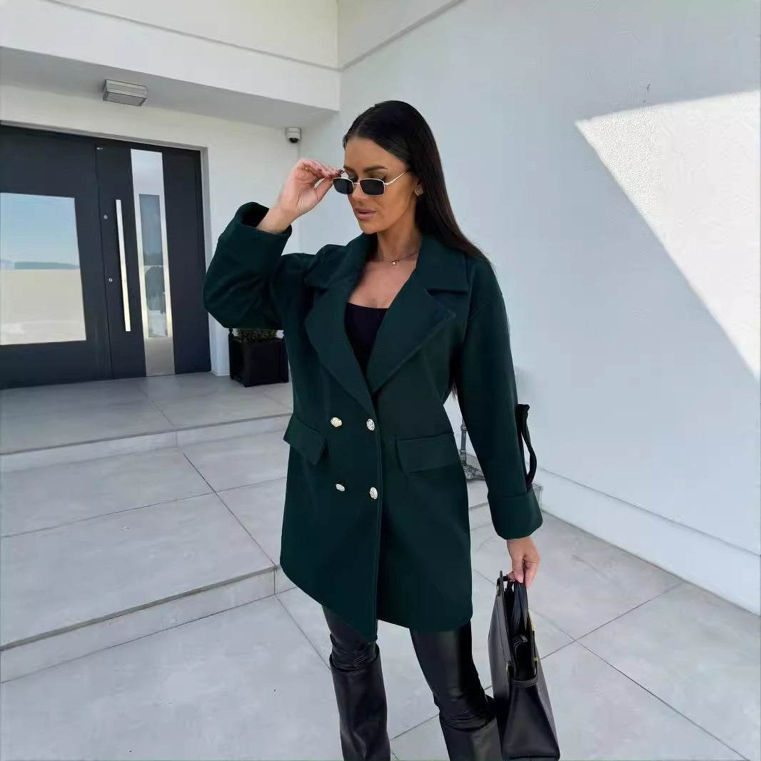 Women's Double Breasted Woolen Coat - Stylish Winter Fashion, All-Match - Buy Center