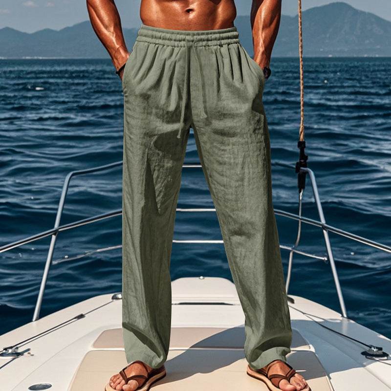 Breathable Cotton Linen Sports Trousers - Loose Fit, Mid Waist Comfort - Buy Center