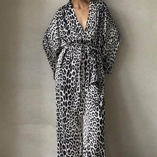 Women's Leopard Print Two-Piece Suit - Chic Long-Sleeved Style 2025 - Buy Center
