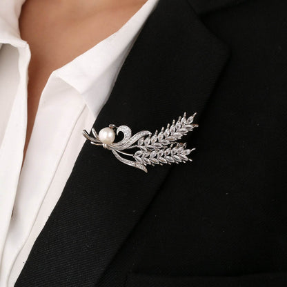 Buy Center Wheat Style Flower Brooch - Elegant Copper Decoration - Buy Center