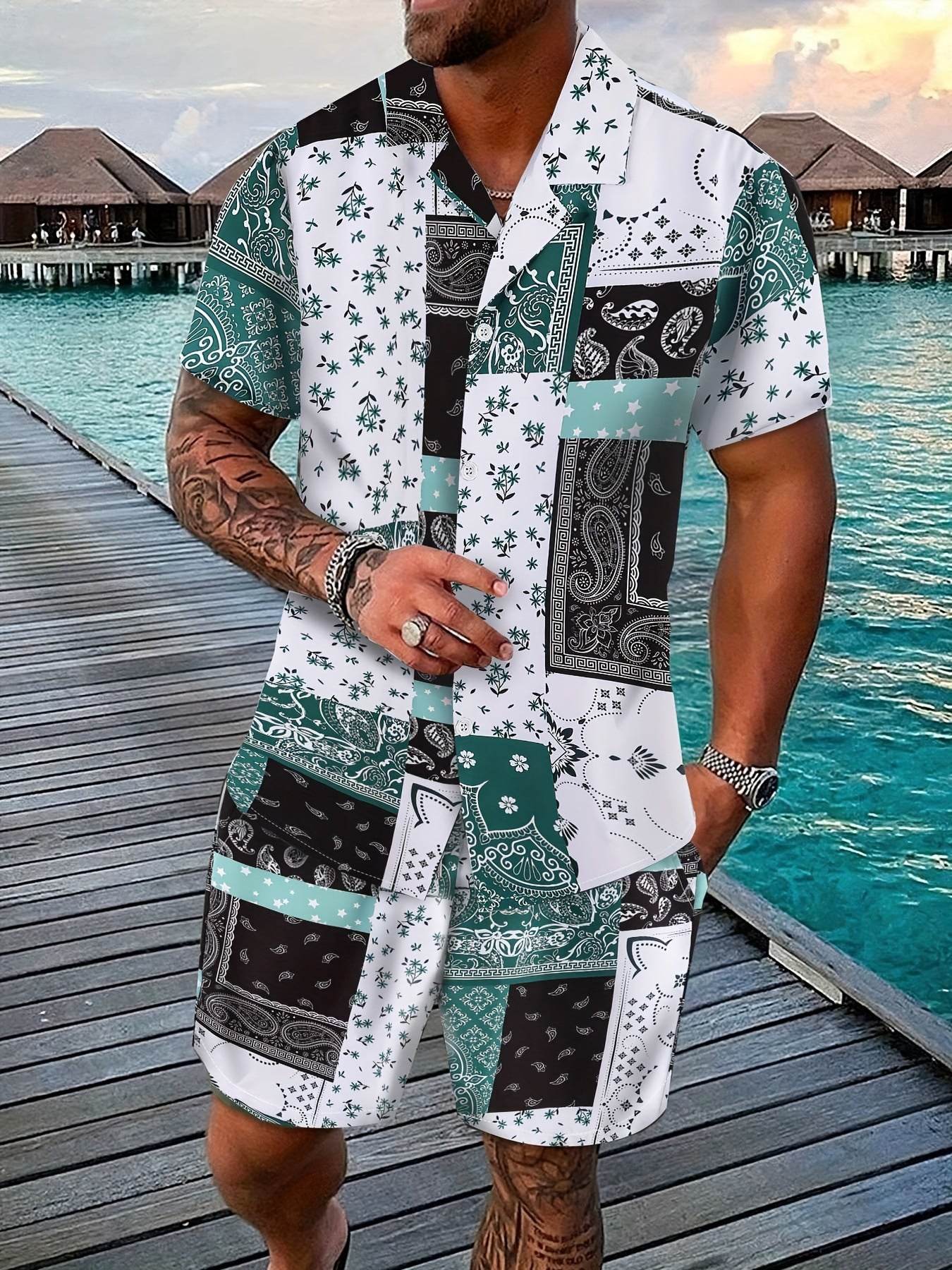 Coconut Tree 3D Printed Suit - Men’s Trendy Summer Casual Outfit - Buy Center