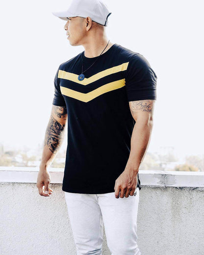 Buycenter Striped Sports Workout T-Shirt - Comfortable Cotton Fit - Buy Center