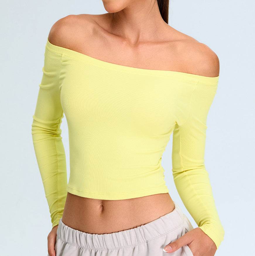 Buycenter Women's Autumn Yoga Clothes - Off-Neck Long Sleeve Blouse - Buy Center