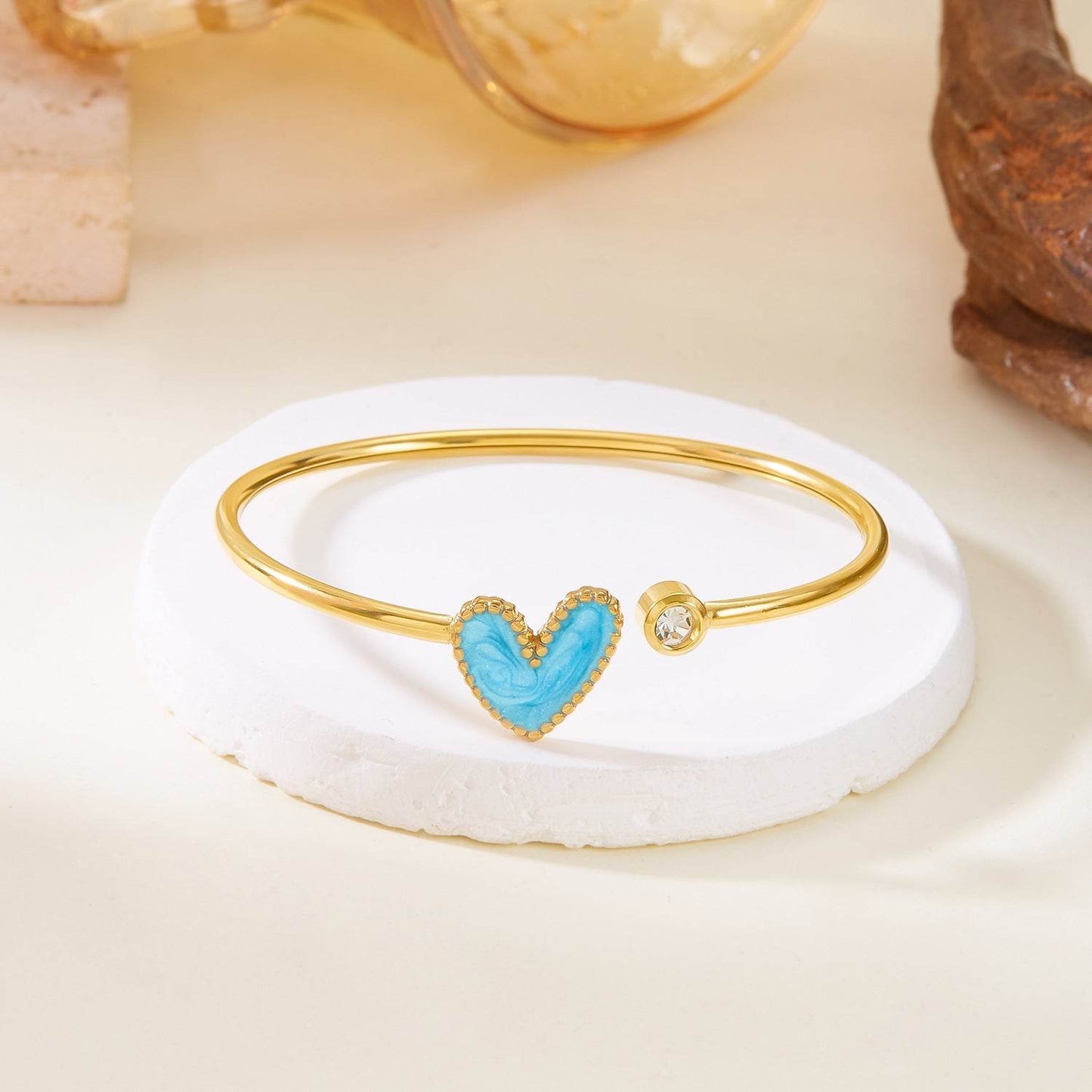 Buy Center Hollow Drop Heart Bracelet with Diamond - Elegant Design - Buy Center