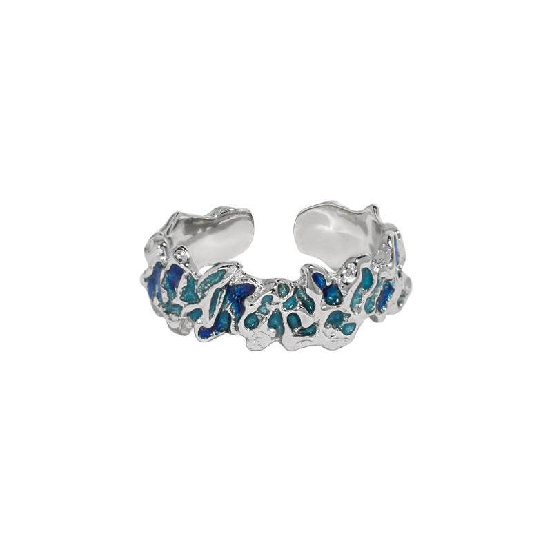 Unique Irregular Texture Silver Ring - Adjustable Ethnic Design for All - Buy Center