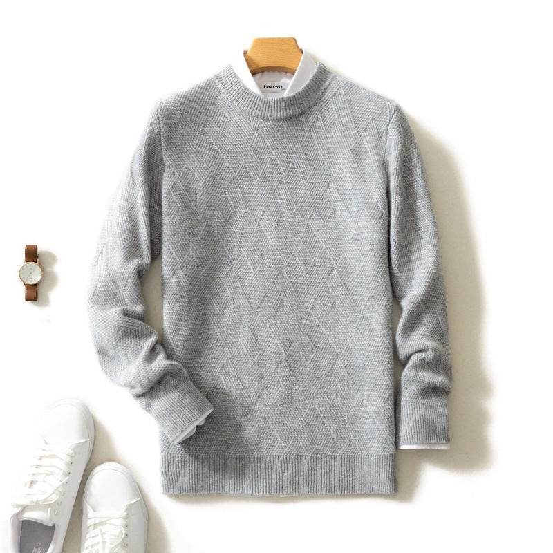 Luxurious Men's Cashmere Sweater - Thick Round Neck, Stylish & Warm - Buy Center