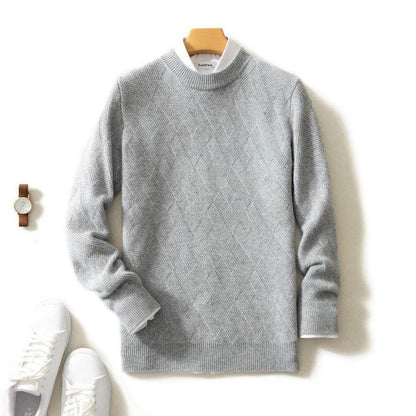 Luxurious Men's Cashmere Sweater - Thick Round Neck, Stylish & Warm - Buy Center