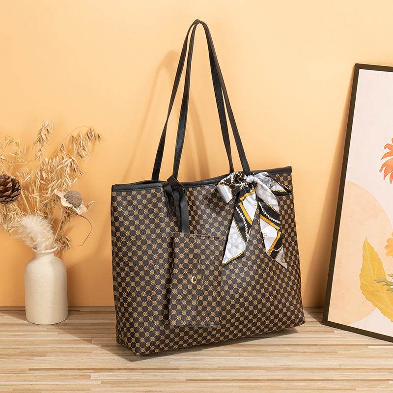Buycenter Large Capacity Tote Bag - Women's Diamond Plaid Design - Buy Center