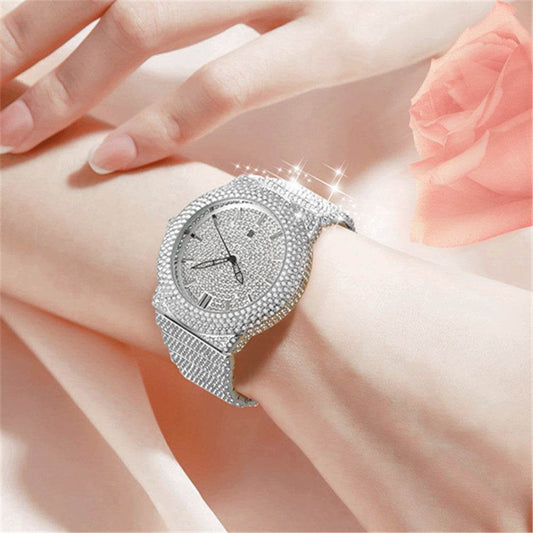 Affordable Luxury Men's Quartz Watch - Diamond Embedded in Gold, Silver, Black - Buy Center