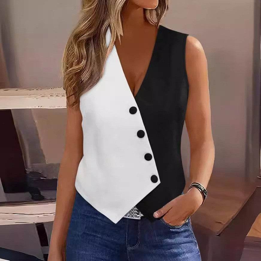 V-Neck Short Suit Waistcoat Vest - Slim Fit Stylish Pullover for All - Buy Center