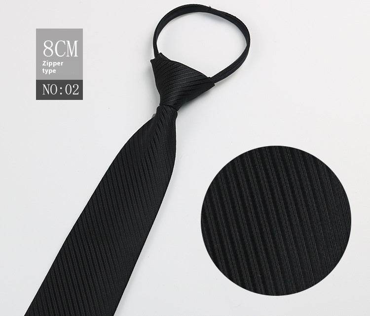 Black Striped Blue Business Tie - Lazy Zip Closure for Easy Wear - Buy Center