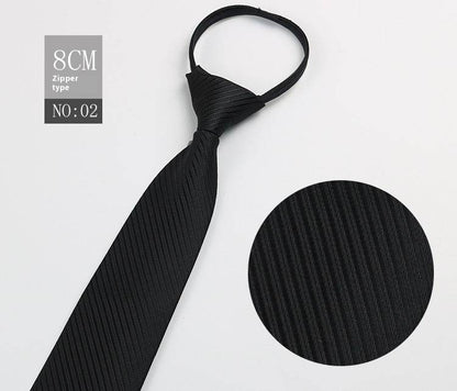 Black Striped Blue Business Tie - Lazy Zip Closure for Easy Wear - Buy Center