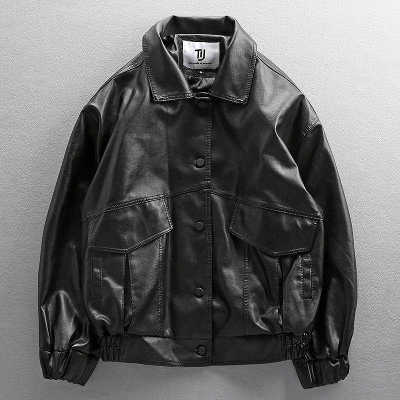 Trendy Loose Motorcycle Clothing - Genuine Leather for Spring & Autumn - Buy Center