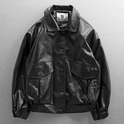 Trendy Loose Motorcycle Clothing - Genuine Leather for Spring & Autumn - Buy Center