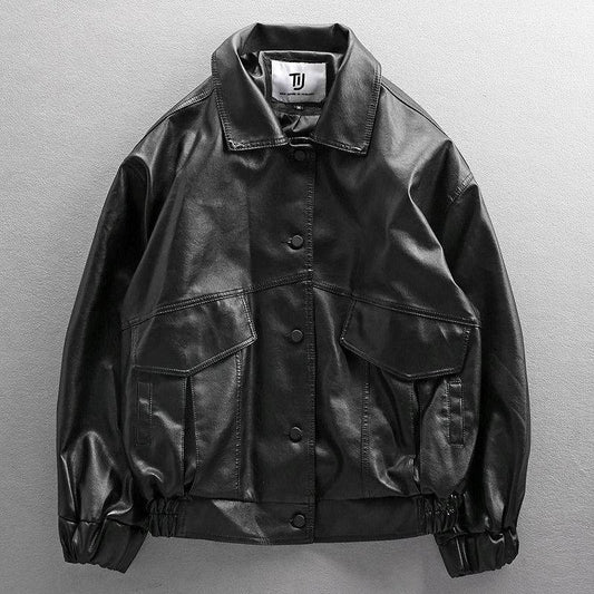 Trendy Loose Motorcycle Clothing - Genuine Leather for Spring & Autumn - Buy Center