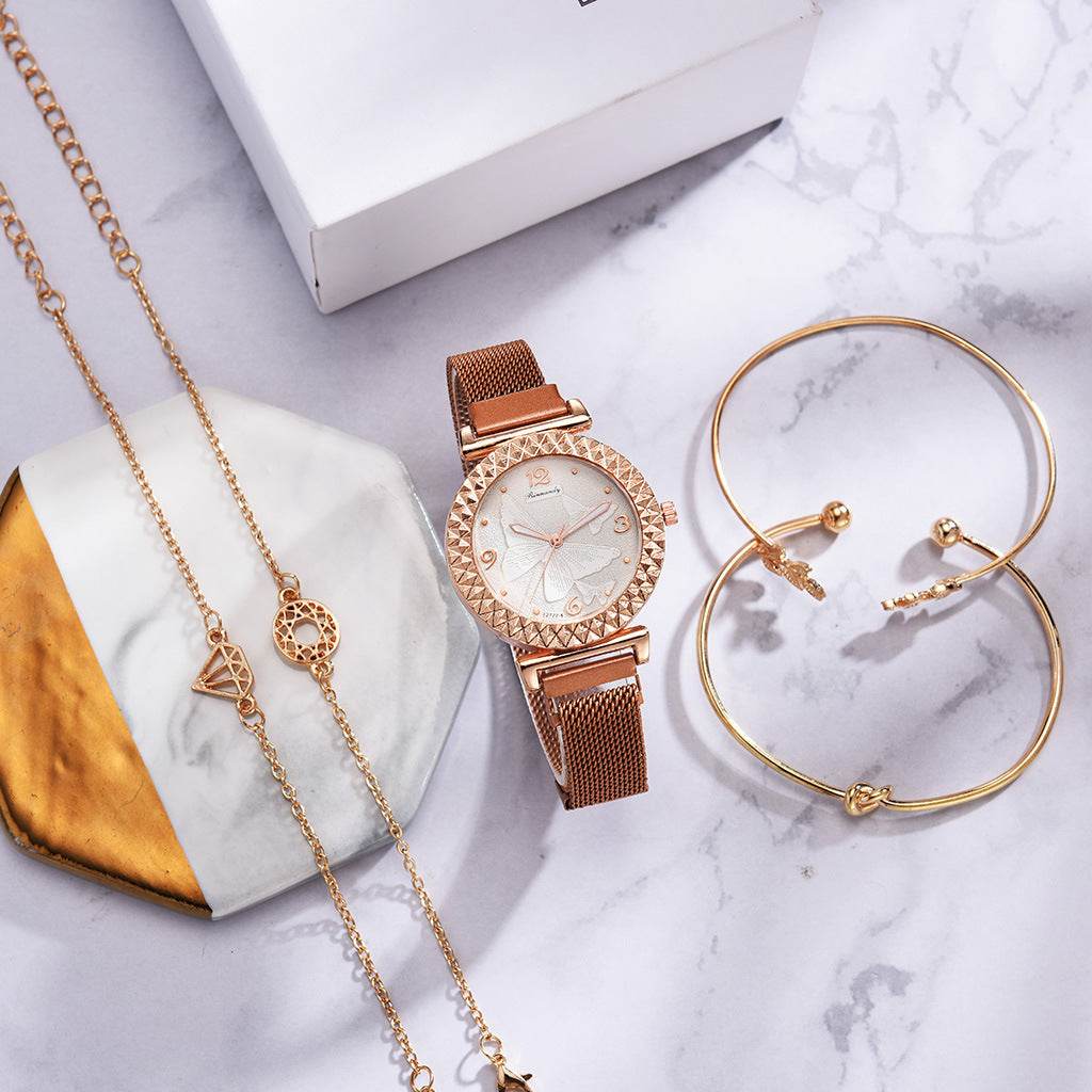 Elegant Butterfly Watch & Bracelet Set - Chic Quartz for Women - Buy Center