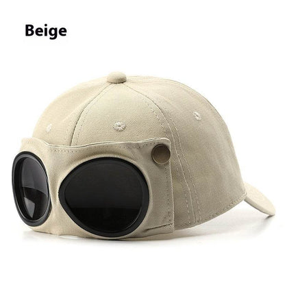 Personalized Pilot Hat with Sunglasses - Stylish Peaked Cap for Summer - Buy Center