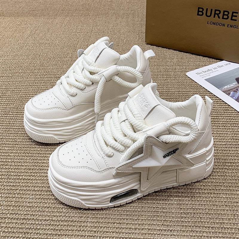 Women's Lightweight Platform Board Shoes - White & Pink Casual Style - Buy Center