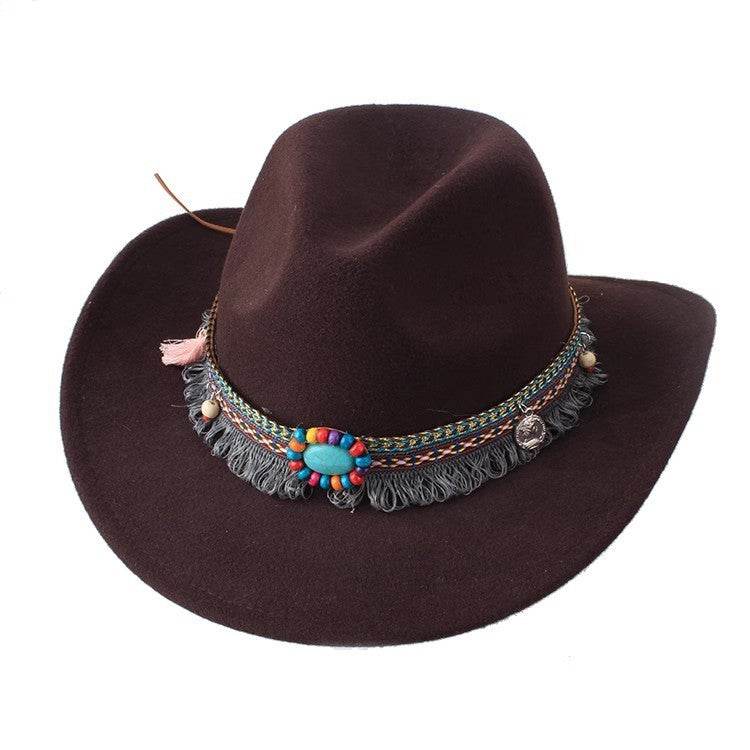 European & American Woolen Cowboy Hat - Stylish Adjustable Fit for All - Buy Center
