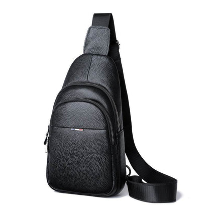 Men's Leather Chest Bag - Casual Crossbody with Large Capacity & Style - Buy Center