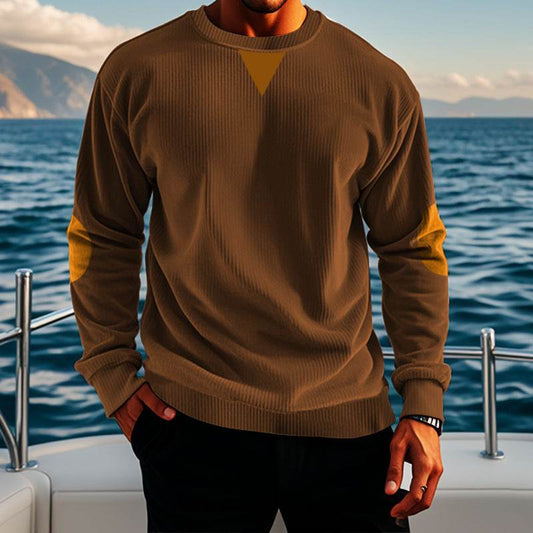 Buycenter Stand Collar Corduroy Sweater for Men - Long Sleeve Pullover - Buy Center