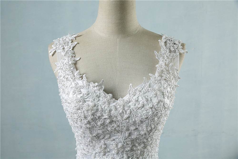 Elegant High Waist Wedding Dress - Deep V-Neck & Princess Skirt Style - Buy Center