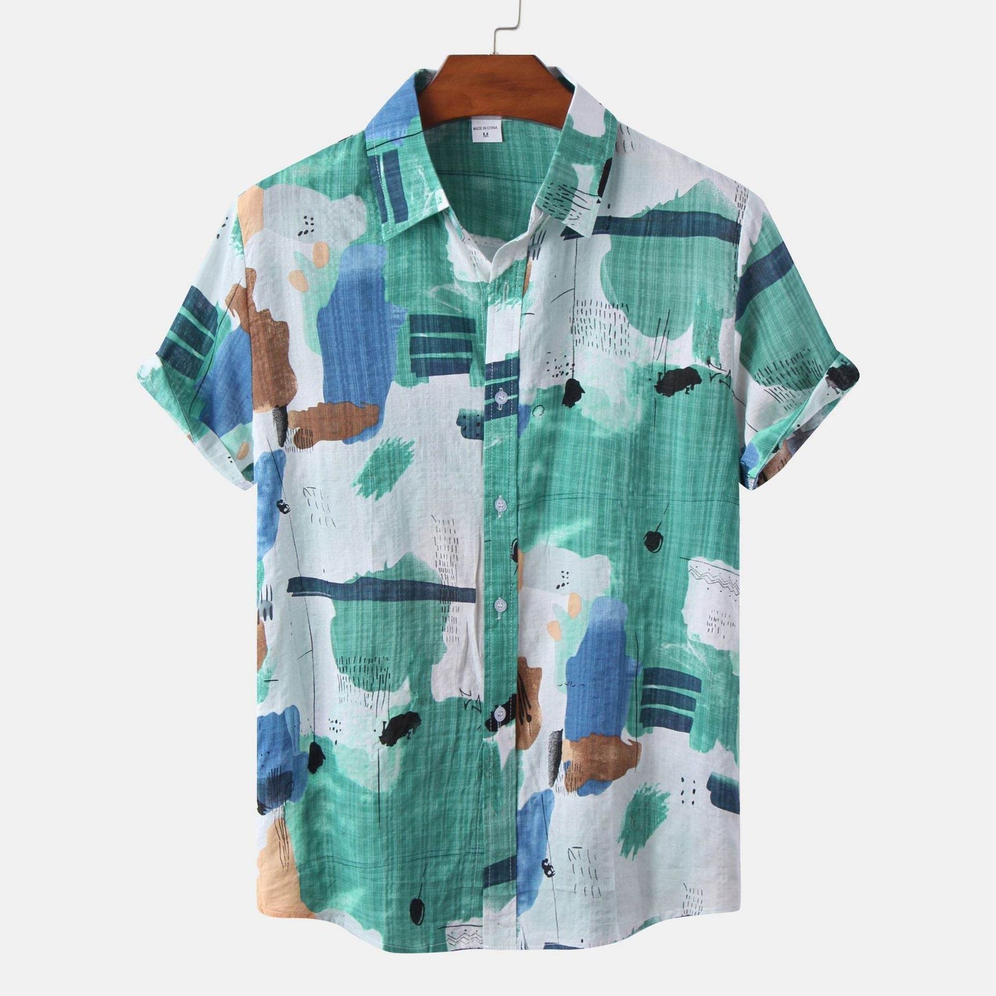 New Hawaiian Men's Short Sleeve Cardigan - Stylish Floral Print Cotton - Buy Center