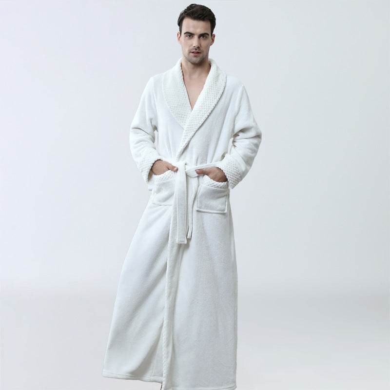 Men's Coral Fleece Nightgown - Warm Winter Pajamas & Lounge Wear - Buy Center