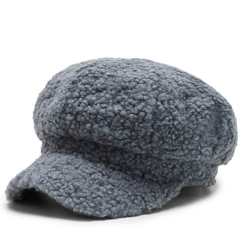 Cashmere Leather Brim Octagonal Hat - Elegant Tapered Style for Women - Buy Center