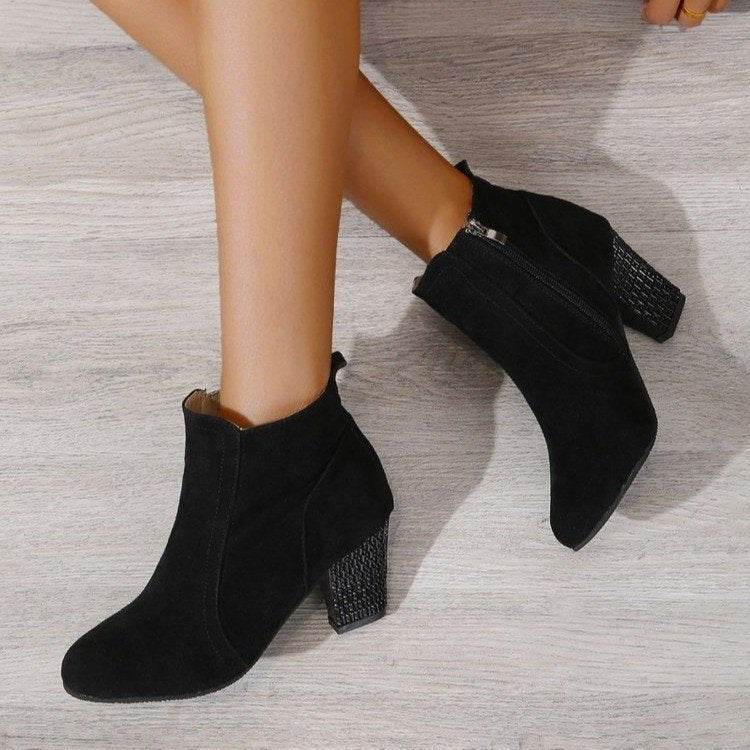 Women's High Heel Suede Leather Martin Boots - Trendy Winter Style 2025 - Buy Center