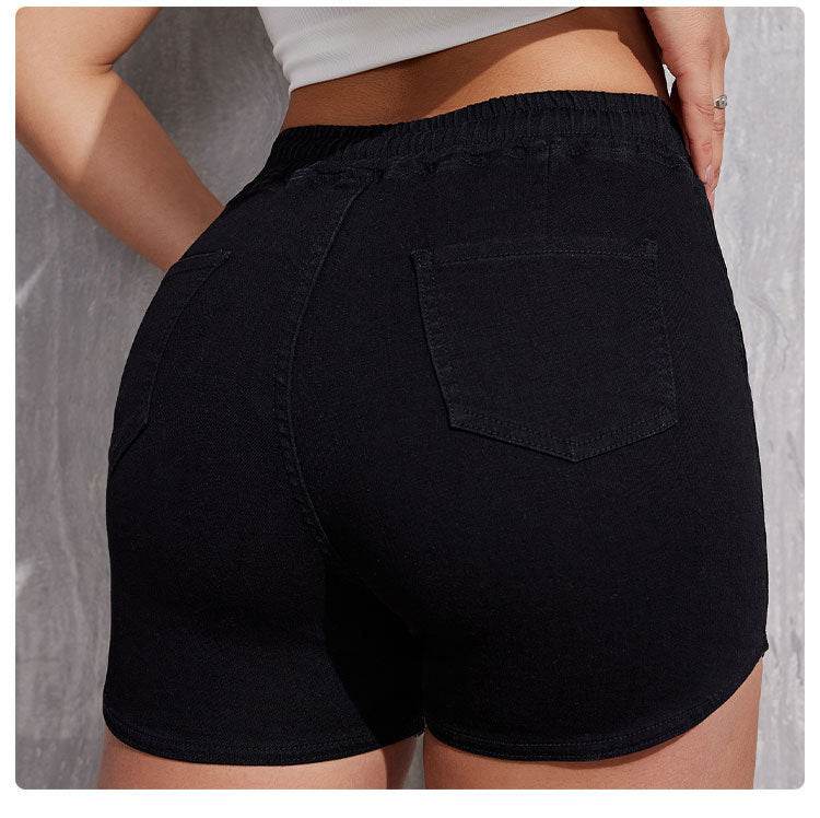 Buycenter Plus Size A-Line Denim Shorts for Women - Mid Waist, High Elasticity - Buy Center