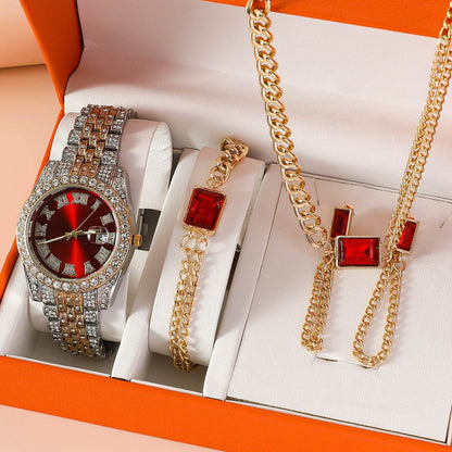 Buy Center Women's Fashionable Watch Set - Chic Casual Style with Accessories - Buy Center