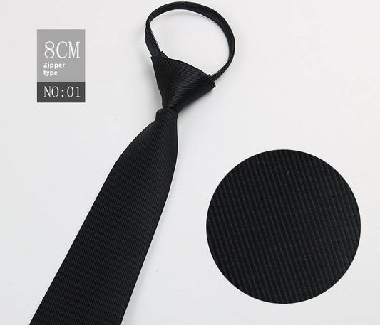 Black Striped Blue Business Tie - Lazy Zip Closure for Easy Wear - Buy Center