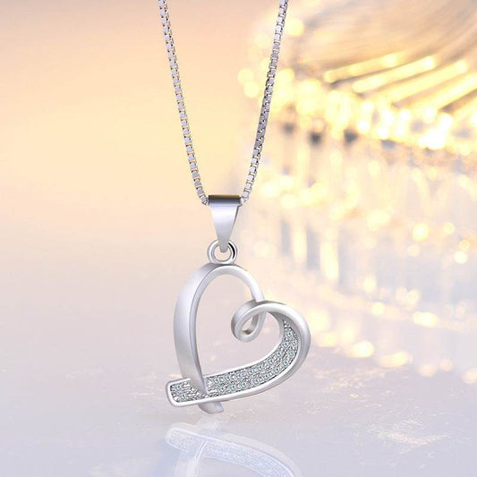 Buycenter Women's Heart Necklace - Hollow Clavicle Chain in White & Rose Gold - Buy Center