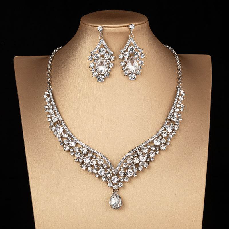 Elegant Bridal Crown with Matching Jewelry - Alloy Diamond Headdress - Buy Center