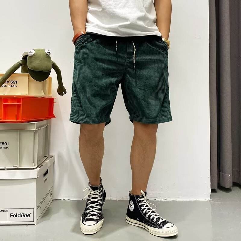 Buycenter Men's Summer Retro Workwear Shorts - Khaki, White, Green - Buy Center