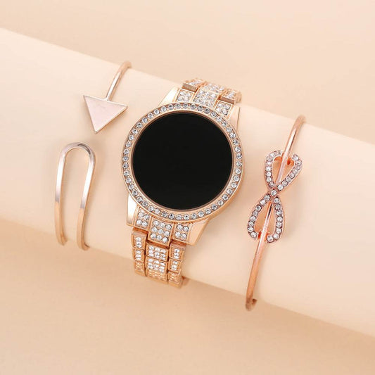 Buy Center Rose Gold LED Touch Screen Watch - Diamonds & Chronograph - Buy Center