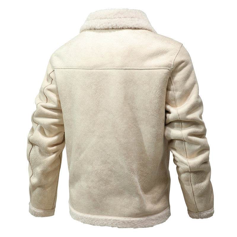 Stylish Solid Color Fur Coat for Men - Casual Slim Fit Winter Jacket - Buy Center